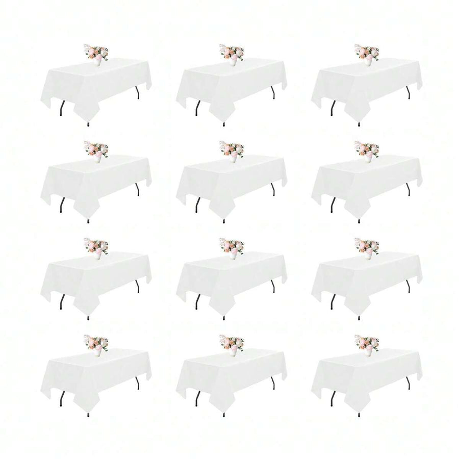 6/10/12 Pack White Rectangle Tablecloths, 60 X 102 Inch Table Cover Size, Fits 6 Ft Tables, Washable Polyester Fabric Table Cloths For Wedding, Party & Banquet