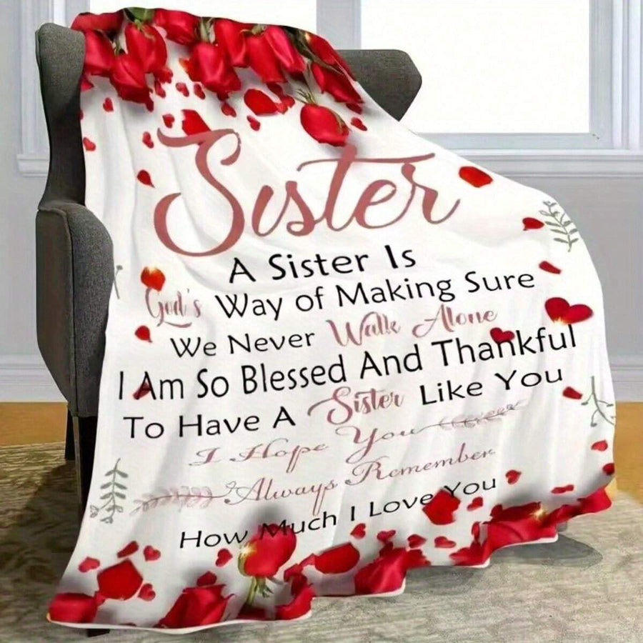 Personalized Sister Gift Flannel Blankets & Throws Sofa Towel Soft Comfortable Throws Blankets Birthday Gifts Family Holiday Daily Couple Party Anniversary Wedding Souvenir Halloween Christmas Graduation Season Thanksgiving Bed Sofa
