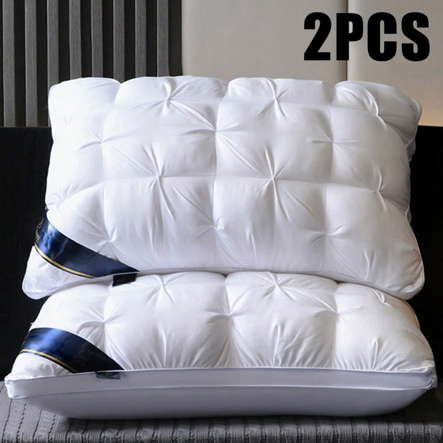 King-Size Pillow Set (2-Pack), Soft, Fluffy, And Supportive Removable Pillowcases, Hotel-Style Standard/Affordable Pillow Set, Suitable For Back, Stomach, Or Side Sleepers, Home Goods, Bedroom Decor, Gift For Camping Essentials (White/Gray)