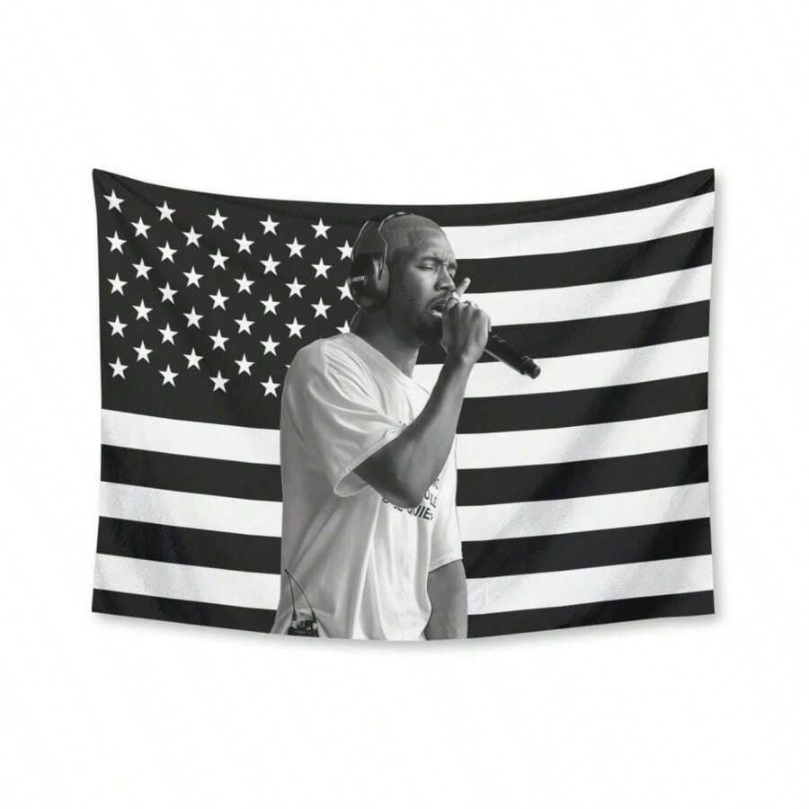 1PC America Flag Rap Polyester Tapestry Blanket, Washable Hip Hop Artist Funny Wall Art Poster Merch, Ideal Gift For Rappers And Music Lovers, Decor Ornament For College Dorm And Daily Indoor Room Decoration